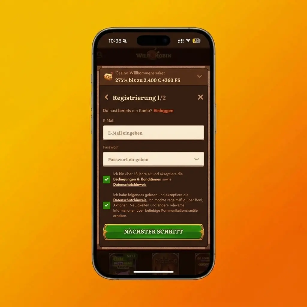 Step-by-step guide showing how to place a sports bet at Wild Robin in four simple steps
