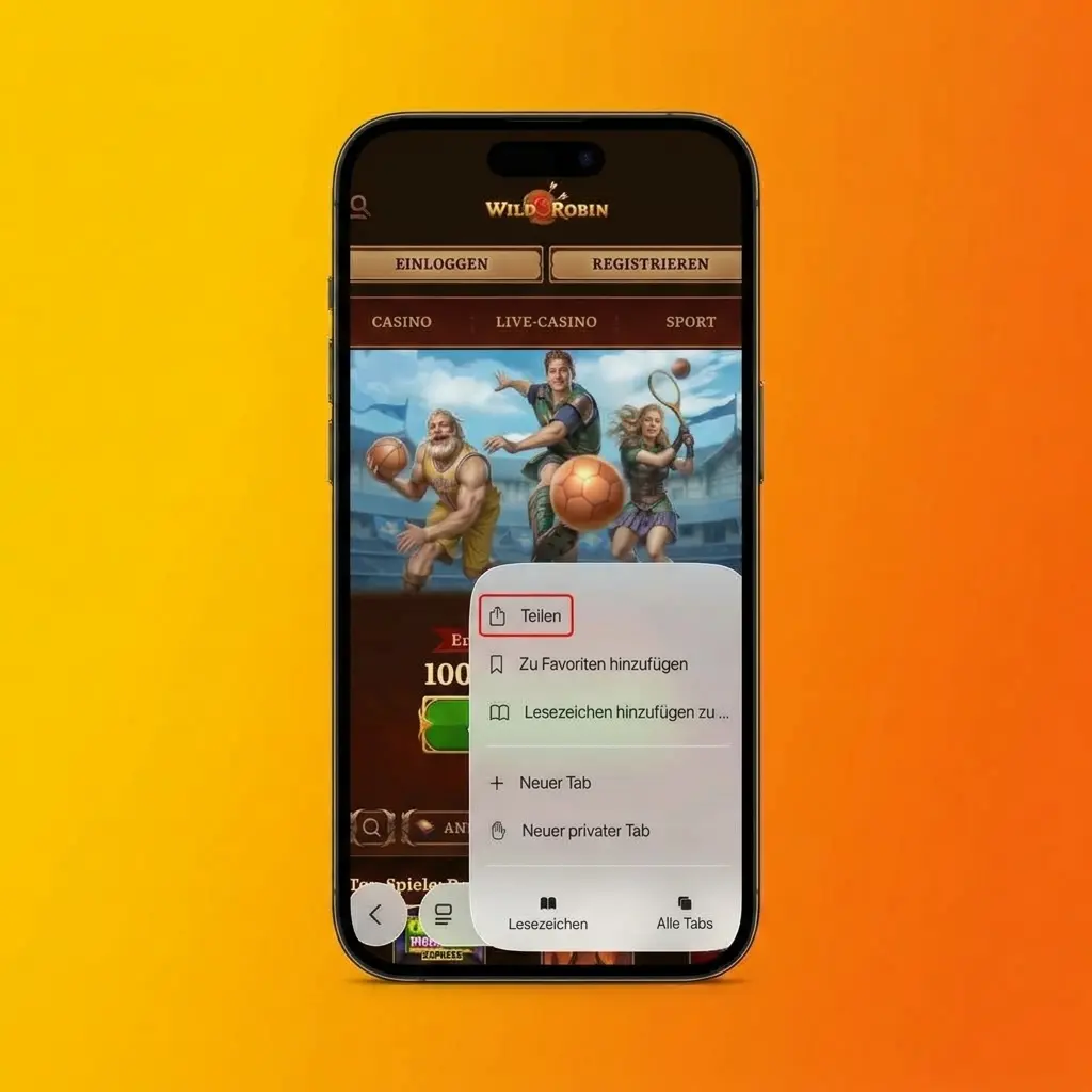 Step-by-step guide showing how to install Wild Robin as a Progressive Web App on iOS using Safari's share menu.