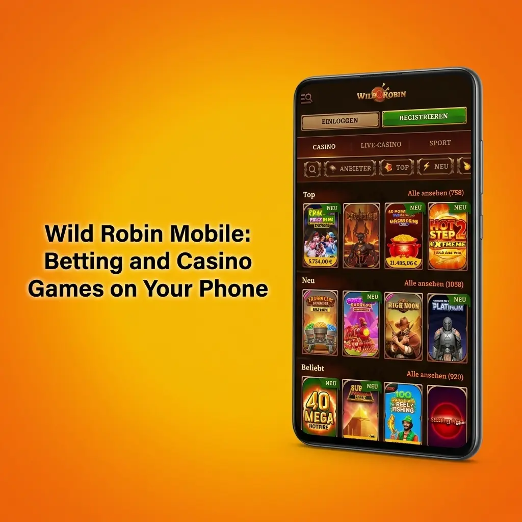 Wild Robin mobile app icon showing Android APK and iOS PWA installation steps for casino betting on phones