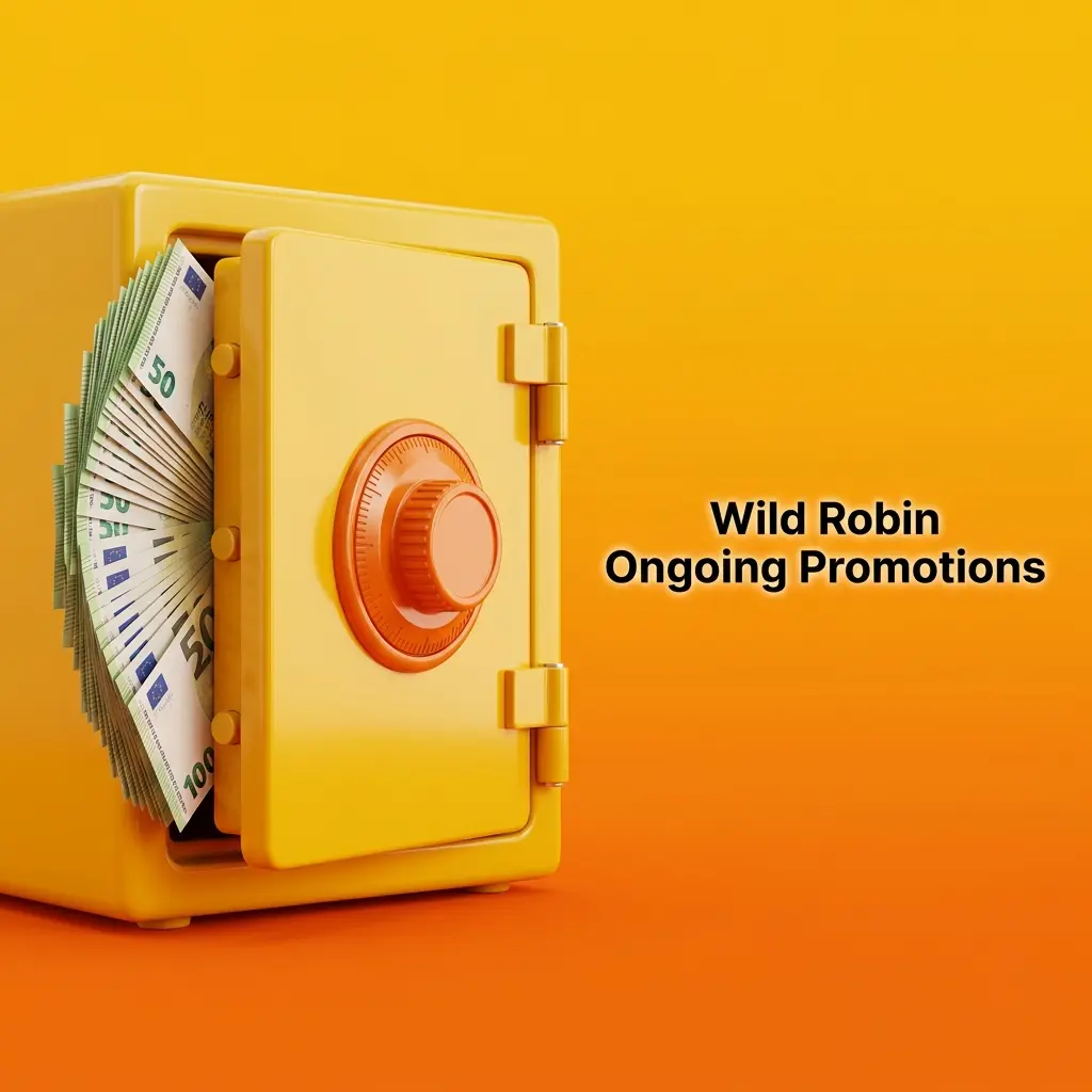 Wild Robin ongoing promotions: weekly cashback, Monday reload match, Free Bet Friday, Fortune Wheel, and birthday bonus offers.